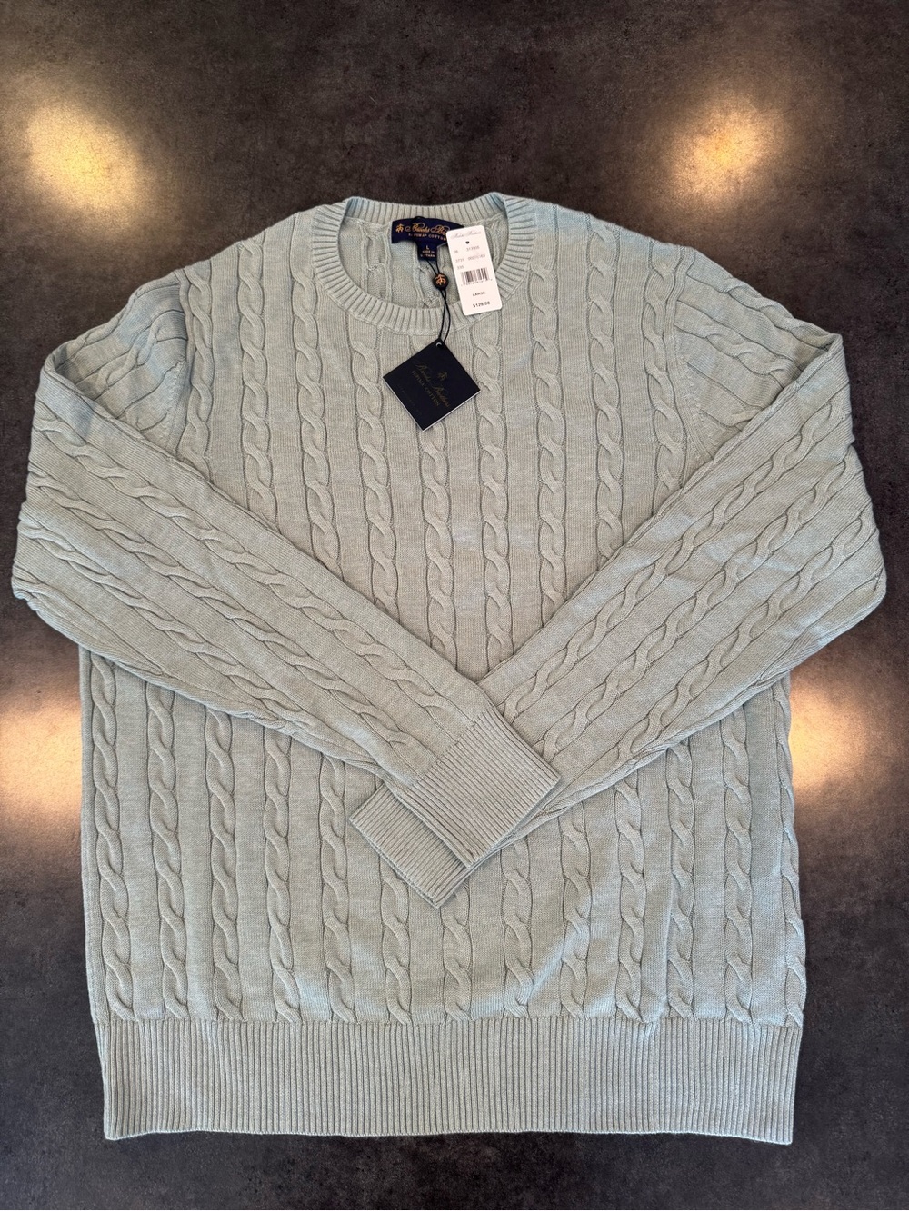 Brooks Brothers Supima Cotton Cable Knit Sweater Large NWT - Light Mint